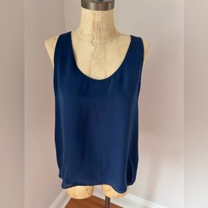 Parker navy blue 100% silk strappy back sleeveless tank top
